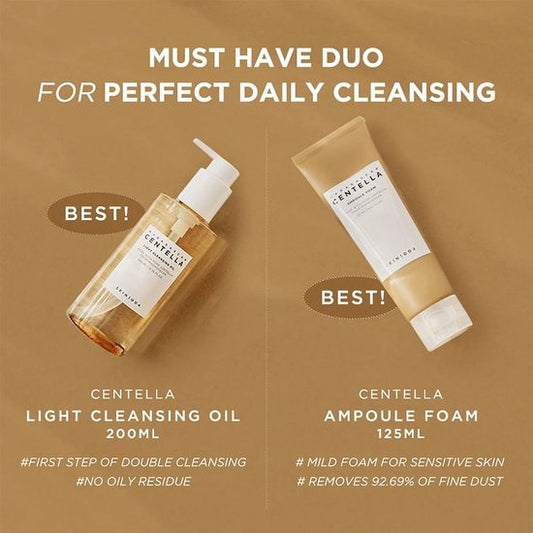 SKIN1004 - Madagascar Centella Double Cleansing Duo - 325ml - Cleansing Oil + Ampoule Foam - Voor Gevoelige Huid